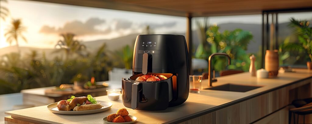 view-modern-air-fryer-with-food-1-1024x408 Como escolher a melhor Air Fryer para sua casa: Guia de compra com dicas práticas